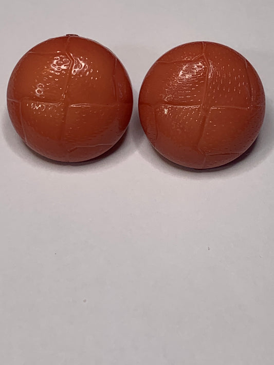 Vintage 2 Small Round Plastic Buttons, Shank, Orange, 2cm, New/Old Stock