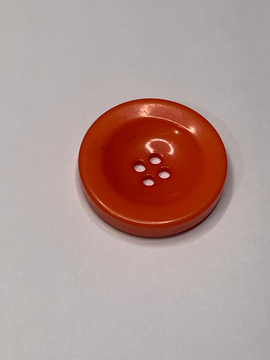 Vintage 1 Big Round Plastic Button, Flat, Orange, 3.0cm, New/Old Stock