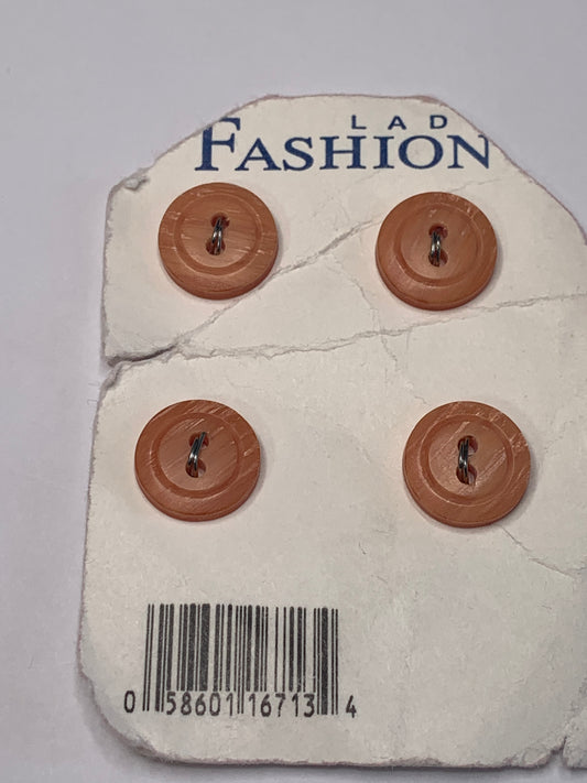 Vintage 4 Round Small Plastic Buttons, 2 Holes Flat, Orange, 1.2 cm, New/Old Stock