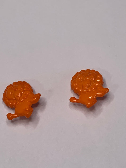 Vintage Children/Baby Novelty 2 Lion Buttons, Shank, Orange, 1.7 cm, New/Old Stock