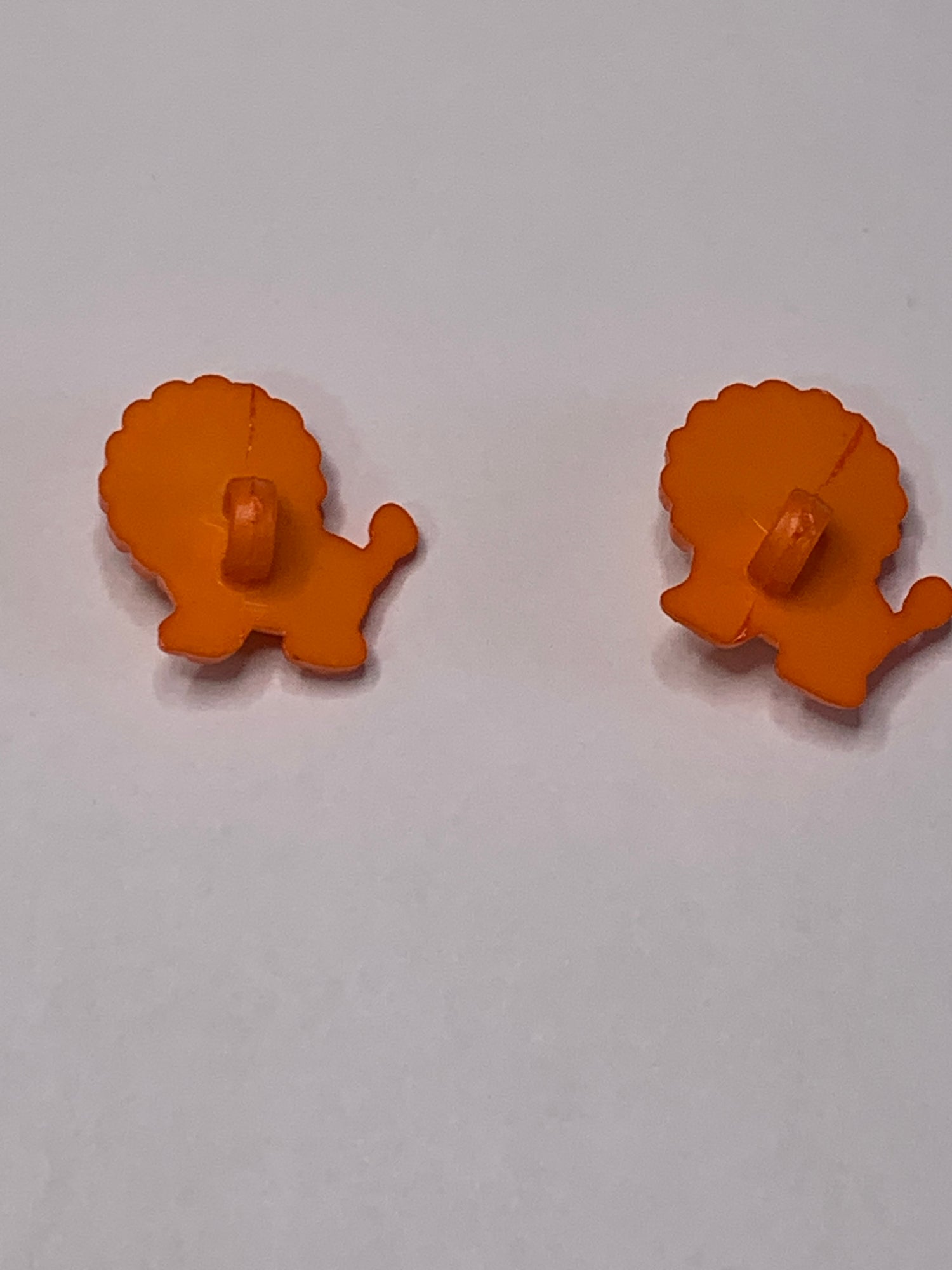 Vintage Children/Baby Novelty 2 Lion Buttons, Shank, Orange, 1.7 cm, New/Old Stock