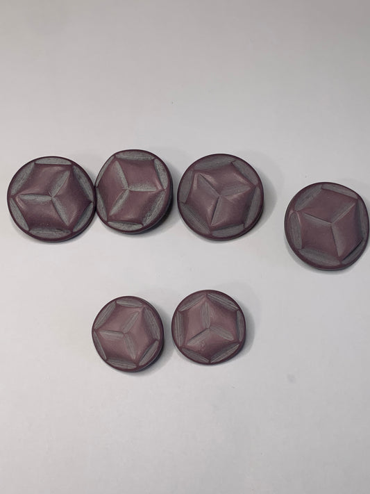Vintage  Medium/Small Round Plastic Buttons, Abstract Design, Shank, Light Purple, 2.5/2.0 cm, New/Old Stock