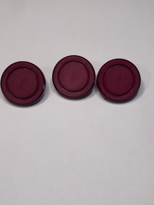 Vintage Big Round Plastic Buttons, Circular Design, Shank, Dark Purple, 2.5 cm, New/Old Stock