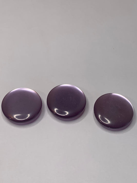 Vintage 3 Big Round Plastic Buttons, Shank, Medium Purple, 2.0 cm, New/Old Stock