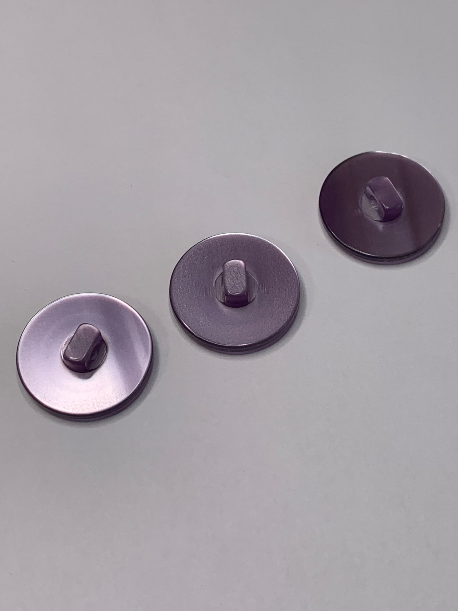 Vintage 3 Big Round Plastic Buttons, Shank, Medium Purple, 2.0 cm, New/Old Stock