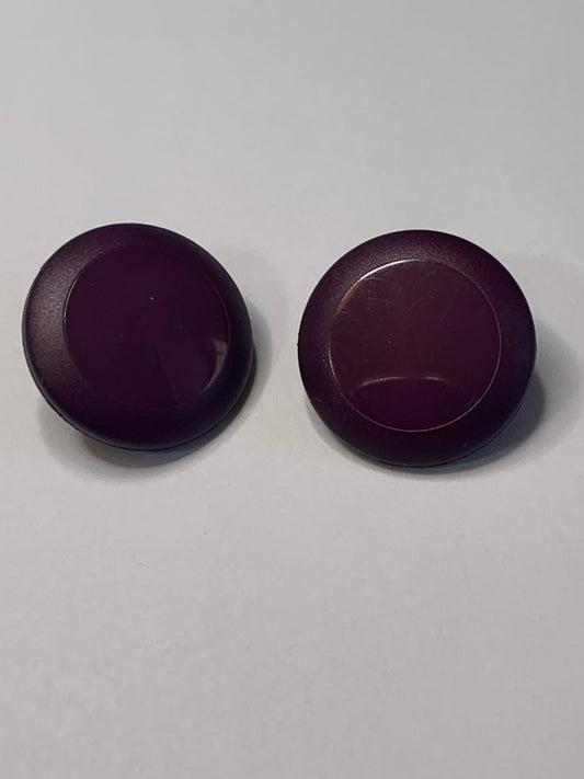 Vintage 2 Round Plastic Buttons, Shank, Medium Purple, 2.0 cm, New/Old Stock