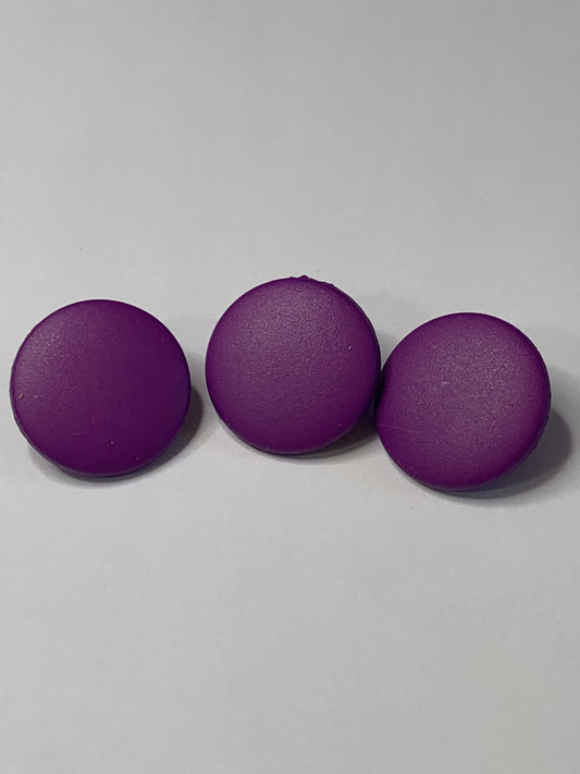 Vintage 3 Round Plastic Buttons, Shank, Medium Purple, 1.5 cm, New/Old Stock