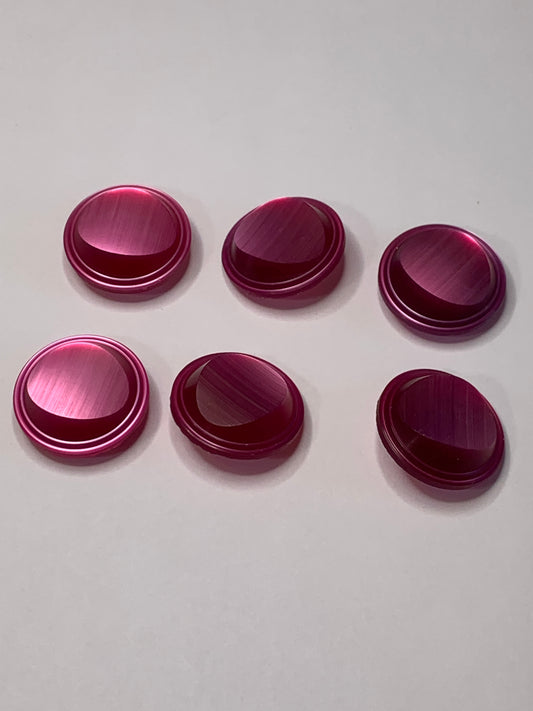 Vintage 6 Round Plastic Buttons, Shank, Medium Purple, 2.0 cm, New/Old Stock