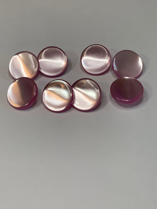 Vintage 6 Round Plastic Buttons, Shank, Medium Purple, 1.5 cm, New/Old Stock