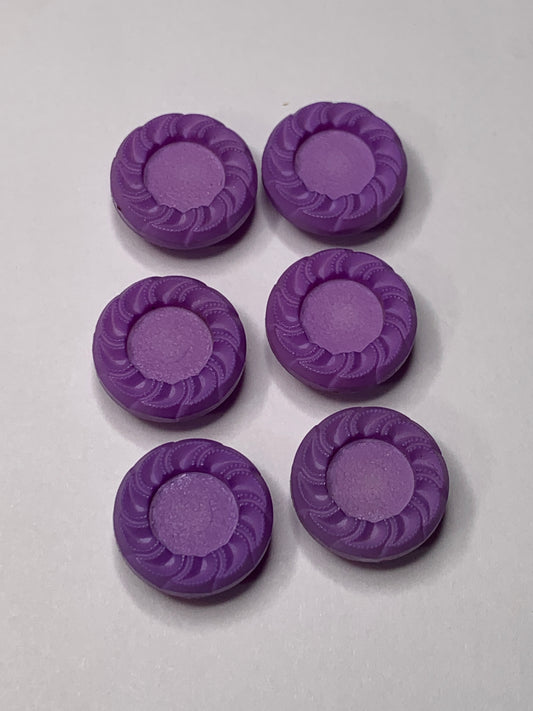 Vintage 6  Round Plastic Buttons, Shank, Medium Purple, 1.2 cm, New/Old Stock