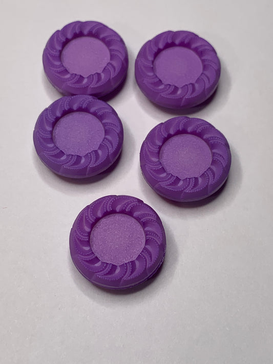 Vintage 5 Round Plastic Buttons, Shank, Medium Purple, 1.5 cm, New/Old Stock