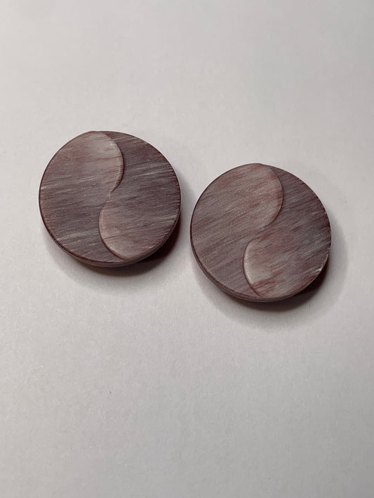 Vintage 2 Round Plastic Buttons, Shank, Medium Purple, 2.0 cm, New/Old Stock