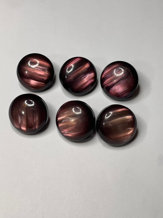 Vintage 6 Round Plastic Buttons, Shank, Medium Purple, 2.0 cm, New/Old Stock