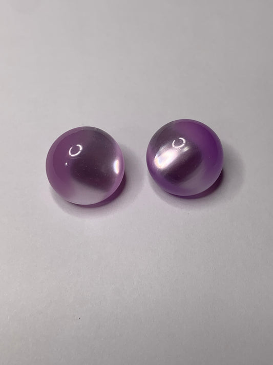 Vintage 2 Round Plastic Buttons, Shank, Medium Purple, 1.2 cm, New/Old Stock