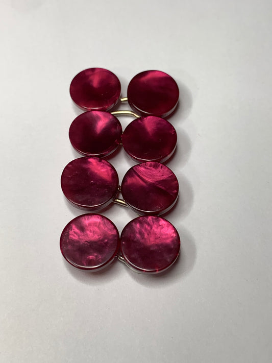 Vintage 8 Round Plastic Buttons, Shank, Dark Purple, 1.0 cm, New/Old Stock