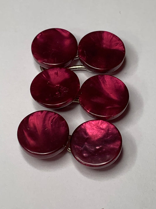 Vintage 6 Round Plastic Buttons, Shank, Dark Purple, 1.0 cm, New/Old Stock