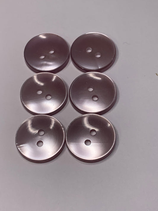 Vintage 6 Round Plastic Buttons, 2 Hole, Light Purple, 1.5 cm, New/Old Stock