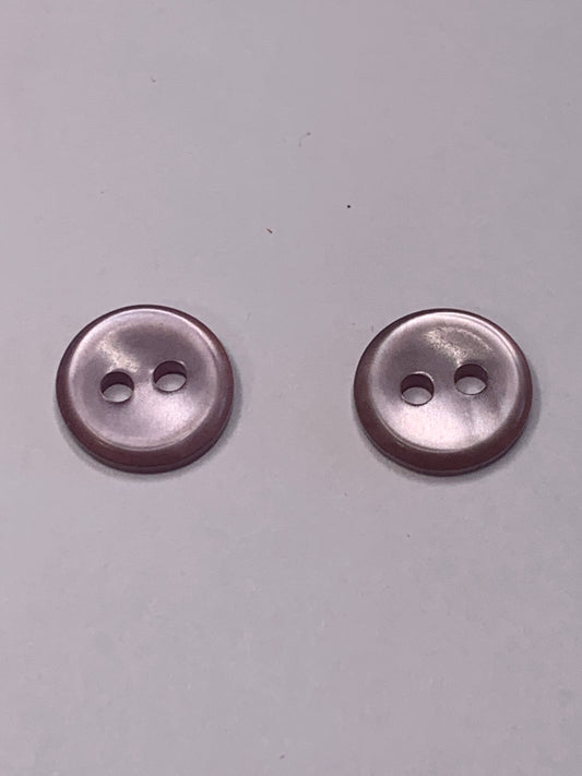 Vintage Baby/Children 2 Round Plastic Buttons, 2 Hole, Purple, 1.0 cm, New/Old Stock