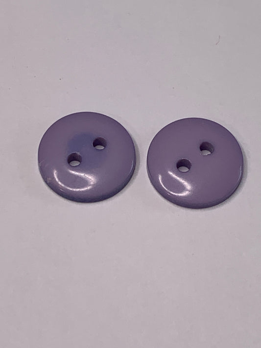 Vintage Baby/Children 2 Round Plastic Buttons, 2 Hole, Purple, 1.0 cm, New/Old Stock