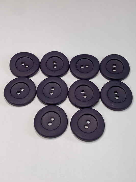 Vintage 10 Round Plastic Buttons, 2 Hole, Purple, 2.2 cm, New/Old Stock