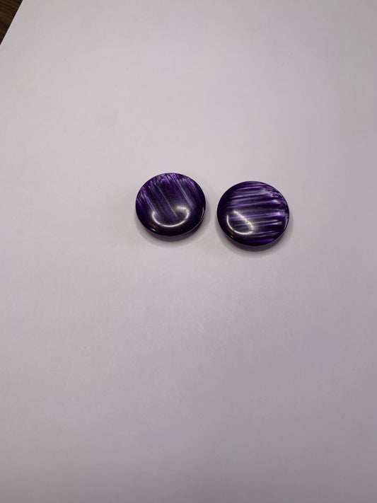 Vintage 2 Round Plastic Buttons, Shank, Medium Purple, 2.0 cm, New/Old Stock