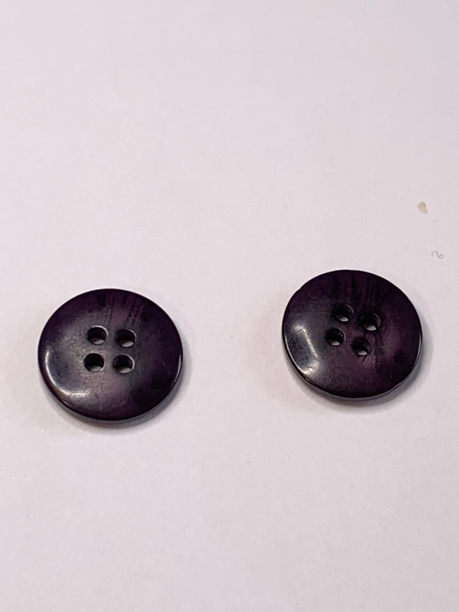 Vintage 2 Round Plastic Buttons, 4 Hole, Purple, 1.5 cm, New/Old Stock