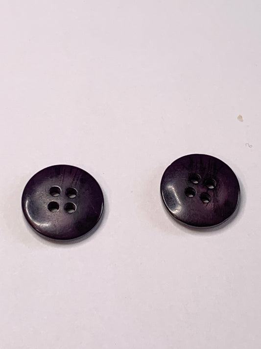 Vintage 2 Round Plastic Buttons, 4 Hole, Purple, 1.5 cm, New/Old Stock