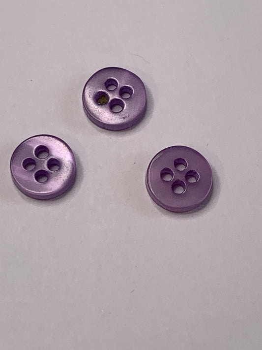 Vintage Baby/Children 3 Round Plastic Buttons, 4 Hole, Purple, .08 cm, New/Old Stock