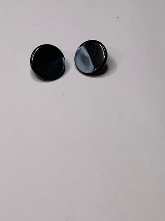 Vintage 2 Round Plastic Buttons, Shank, Blue, 1.0 cm, New/Old Stock