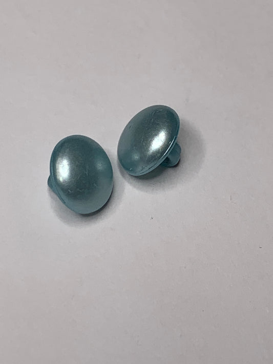 Vintage 2 Round Plastic Buttons, Shank, Blue, 1.0 cm, New/Old Stock 