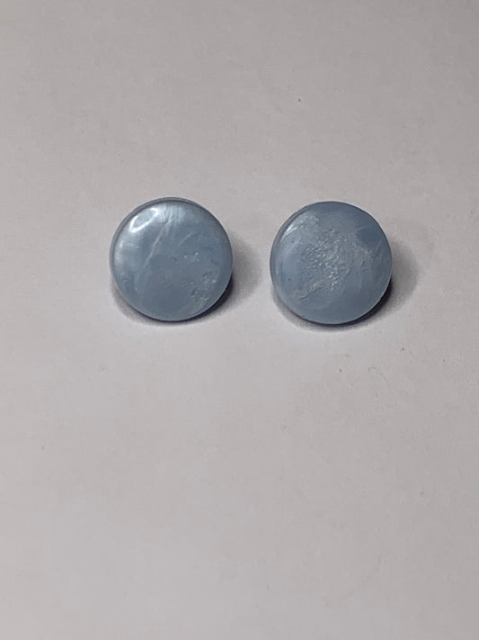 Vintage Children/Baby 2 Round Plastic Buttons, Shank, Light Blue, 1.0 cm, New/Old Stock