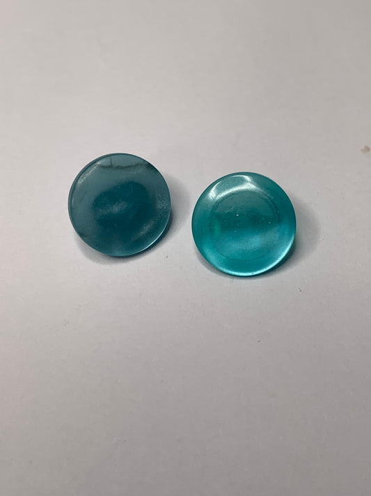 Vintage Children/Baby 2 Round Plastic Buttons, Shank, Light Blue, 1.0 cm, New/Old Stock