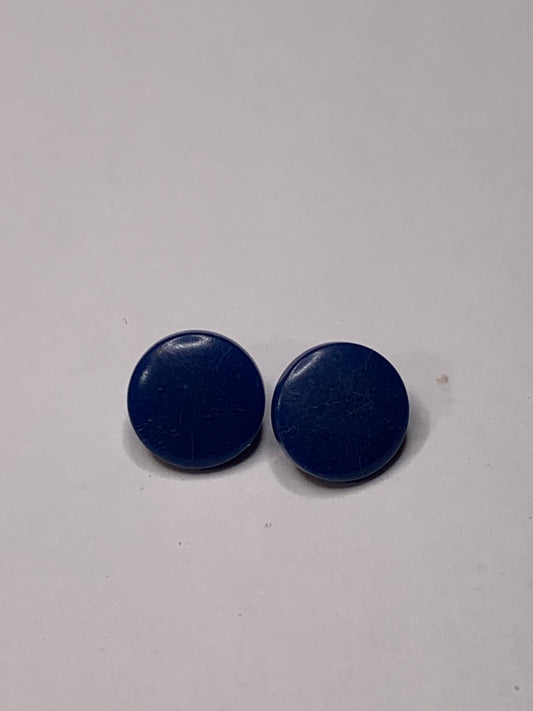 Vintage Children/Baby 2 Round Plastic Buttons, Shank, Dark Blue, 1.0 cm, New/Old Stock