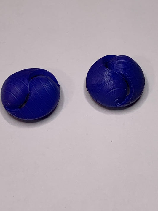 Vintage 2 Round Plastic Buttons, Abstract Design, Shank, Dark Blue, 1.5 cm, New/Old Stock