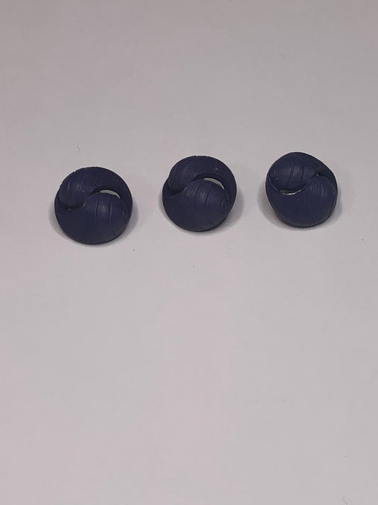 Vintage Baby/Children, 3 Round Plastic Buttons, Abstract Design, Shank, Medium Blue, 1.5 cm, New/Old Stock