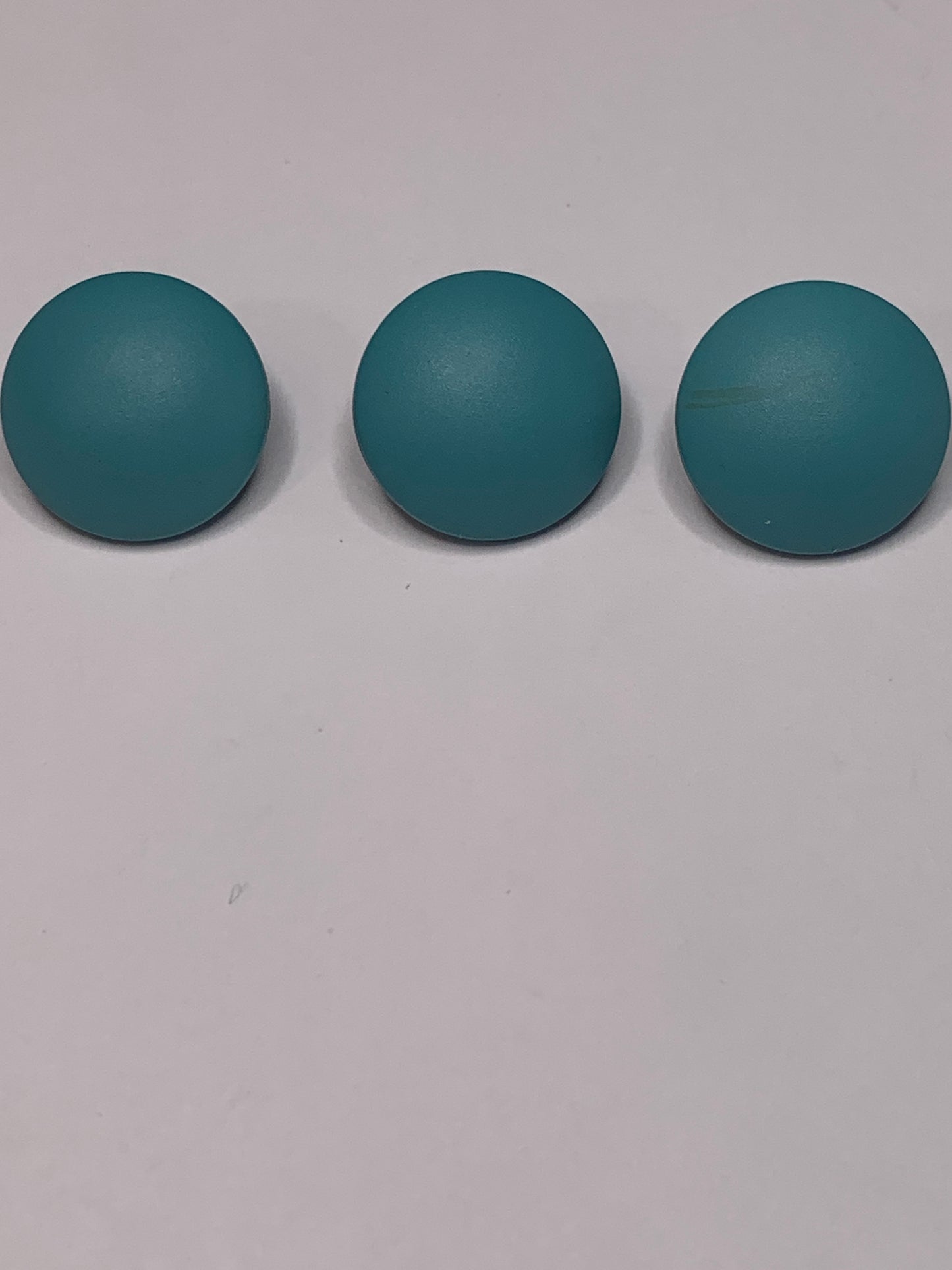 Vintage 3 Round Plastic Buttons, Shank, Turquoise Blue, 1.5 cm, New/Old Stock