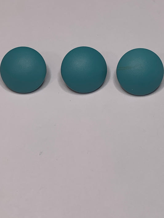 Vintage 3 Round Plastic Buttons, Shank, Turquoise Blue, 1.5 cm, New/Old Stock