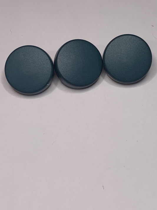 Vintage 3 Round Plastic Buttons, Shank, Blue, 1.8 cm, New/Old Stock