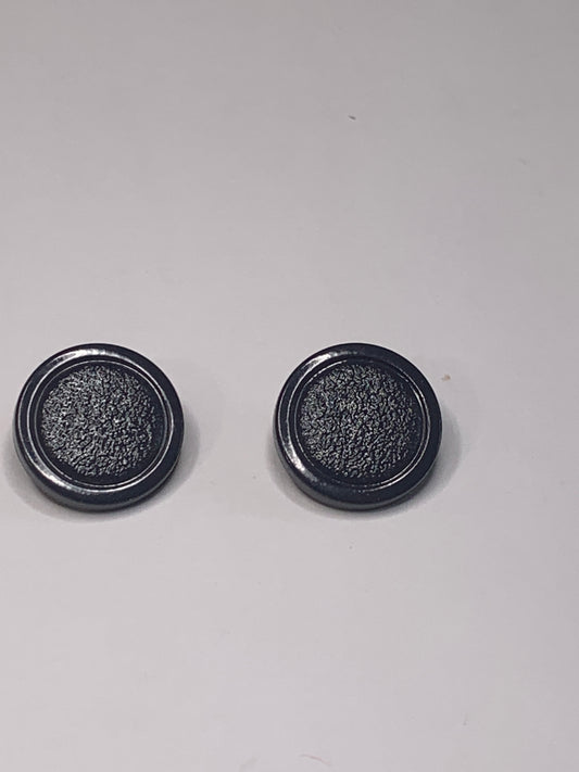 Vintage 2 Round Plastic Buttons, Shank, Navy Blue, 2.0 cm, New/Old Stock