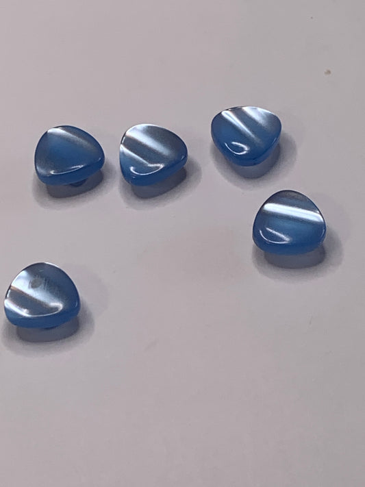 Vintage Children/Baby 2 Heart Shaped Plastic Buttons, Shank, Light Blue, 1.0 cm, New/Old Stock