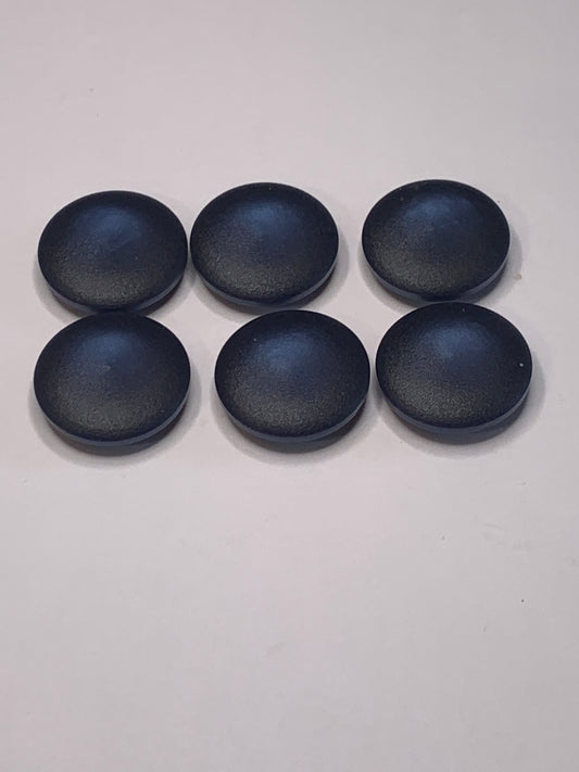 Vintage 6 Round Plastic Buttons, Shank, Dark Blue, 1.8 cm, New/Old Stock