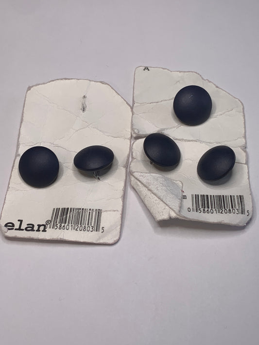 Vintage 5 Round Plastic Buttons, Shank, Navy Blue, 1.5 cm, New/Old Stock
