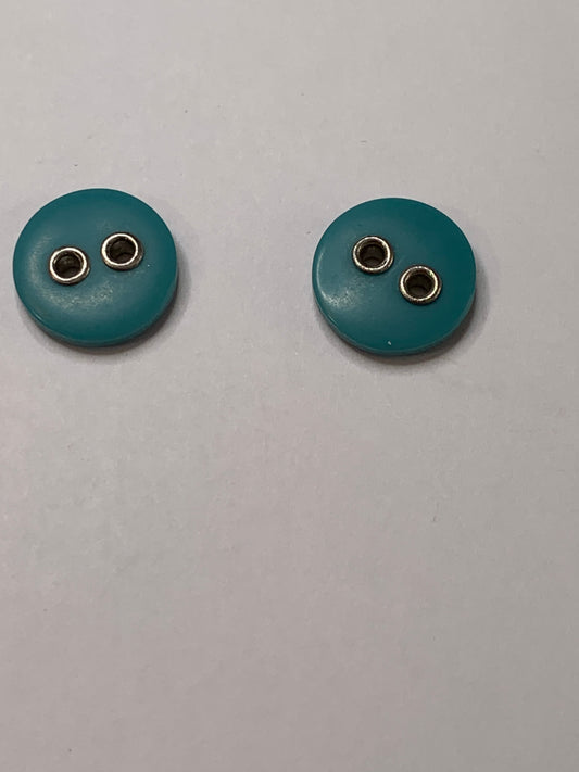 Vintage 2 Round Plastic Buttons, 2 Holes, Navy Blue, 1.2 cm, New/Old Stock