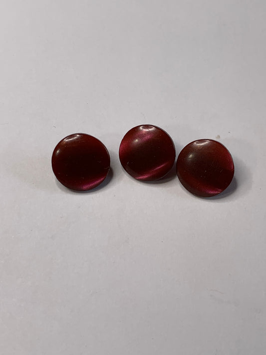 Vintage Children/Baby 3 Plastic Buttons, Shank, Red, 1.0 cm, New/Old Stock