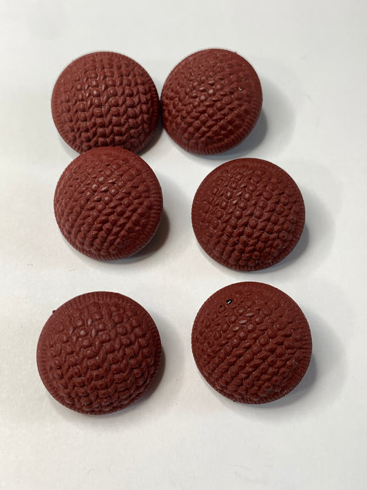 Vintage 6 Round Plastic Buttons, Shank, Red, 2.0 cm, New/Old Stock