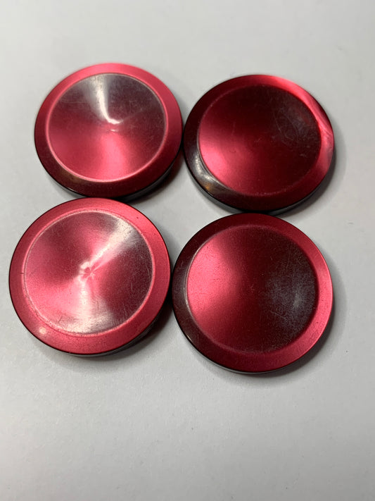 Vintage 4 Round Plastic Buttons, Shank, Red, 2.2 cm, New/Old Stock