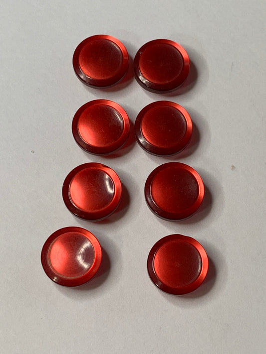 Vintage 8 Round Plastic Buttons, Shank, Red, 1.0 cm, New/Old Stock