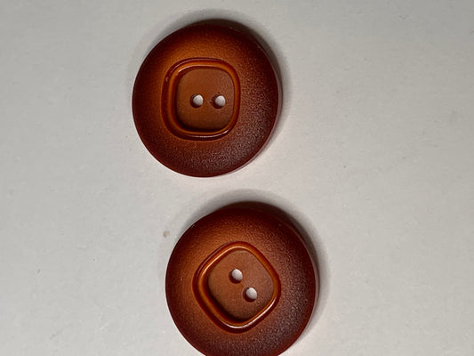 Vintage 2 Round Plastic Buttons, Two Hole, Red, 2.0 cm, New/Old Stock