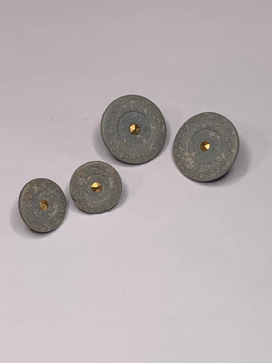 Vintage 4 Round Plastic Buttons, Shank, Grey, Two Sizes 1.8, 1.2 cm, New/Old Stock
