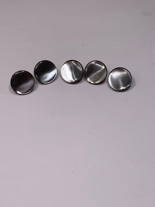 Vintage 5 Round Plastic Buttons, Shank,  Grey, 1.0 cm, New/Old Stock